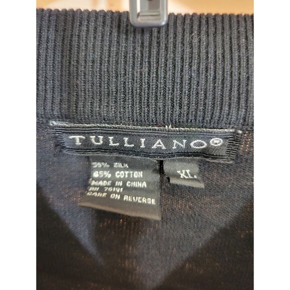 Tulliano Black Crew Neck Silk Blend Long Sleeve Pullover Sweater Men's Size XL - Picture 3 of 9